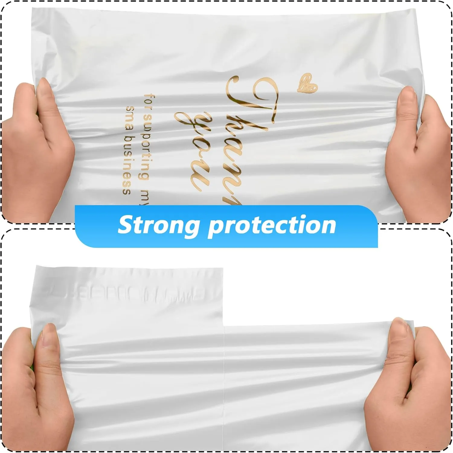 Thank You Poly Mailer 14.5x19 Inch 50 Pcs, Waterproof and Tear-Resistant Shipping Bags for Clothing, White Mailing Bags with Self-Seal, Cute Packaging Bags for Small Business