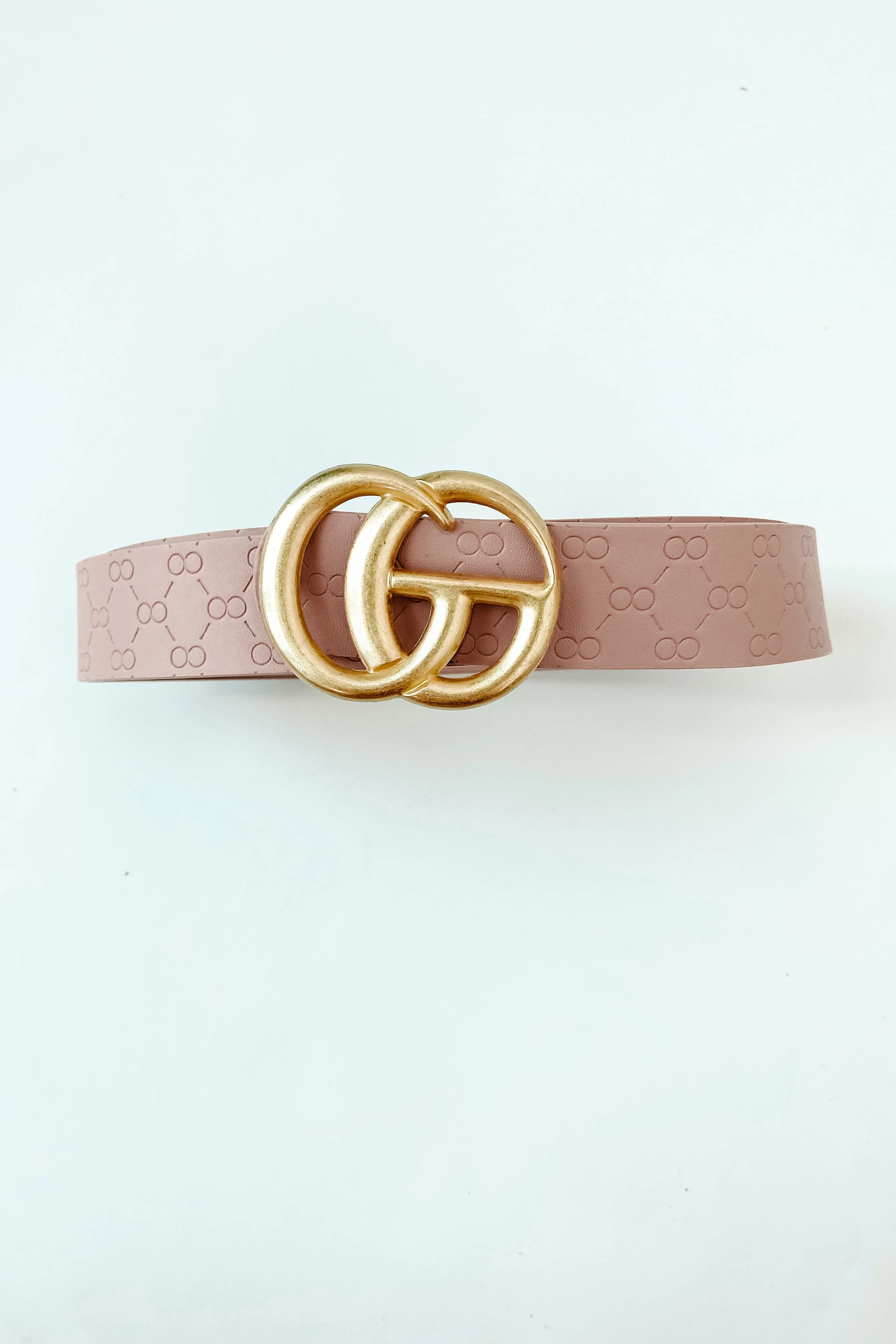Timeless Trends Infinity Pressed Faux Leather Belt (Blush)
