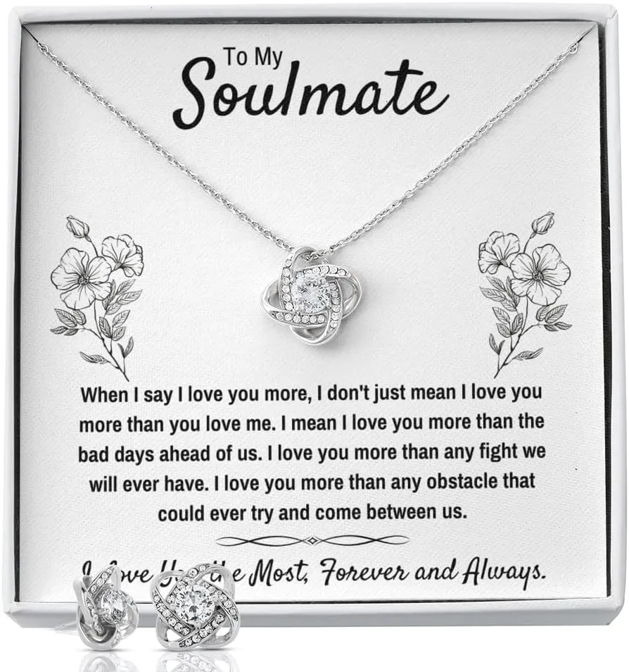 To My Soulmate Necklace Birthday Christmas Jewelry Gifts For My Wife with Message Card Box Personalized Gift Present Pendant for Future Wife Soulmate Girlfriend Love