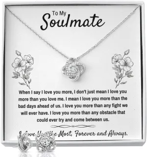 To My Soulmate Necklace Birthday Christmas Jewelry Gifts For My Wife with Message Card Box Personalized Gift Present Pendant for Future Wife Soulmate Girlfriend Love