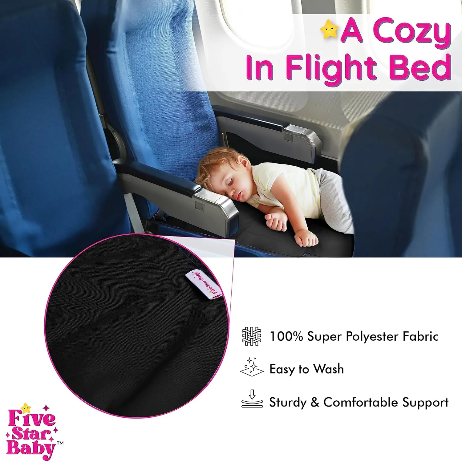 Toddler Airplane Bed for Toddler - Airplane Toddler Bed - Kids Airplane Bed - Baby Plane Travel Essentials - Airplane Seat Extender for Kids - Airplane Must Haves for Toddlers (Black)
