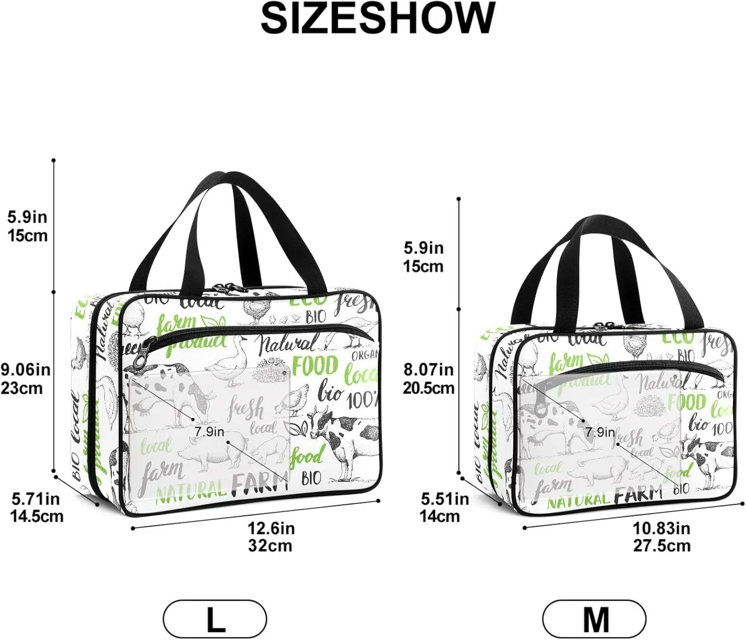 Travel Toiletry Bag for Woman/Men,Farm Animal Cow Pig Duck Farmhouse Hanging Organizer Bag with Pockets Portable Folding Travel Case Bags for Makeup Cosmetic Toiletries Storage Traveling-M