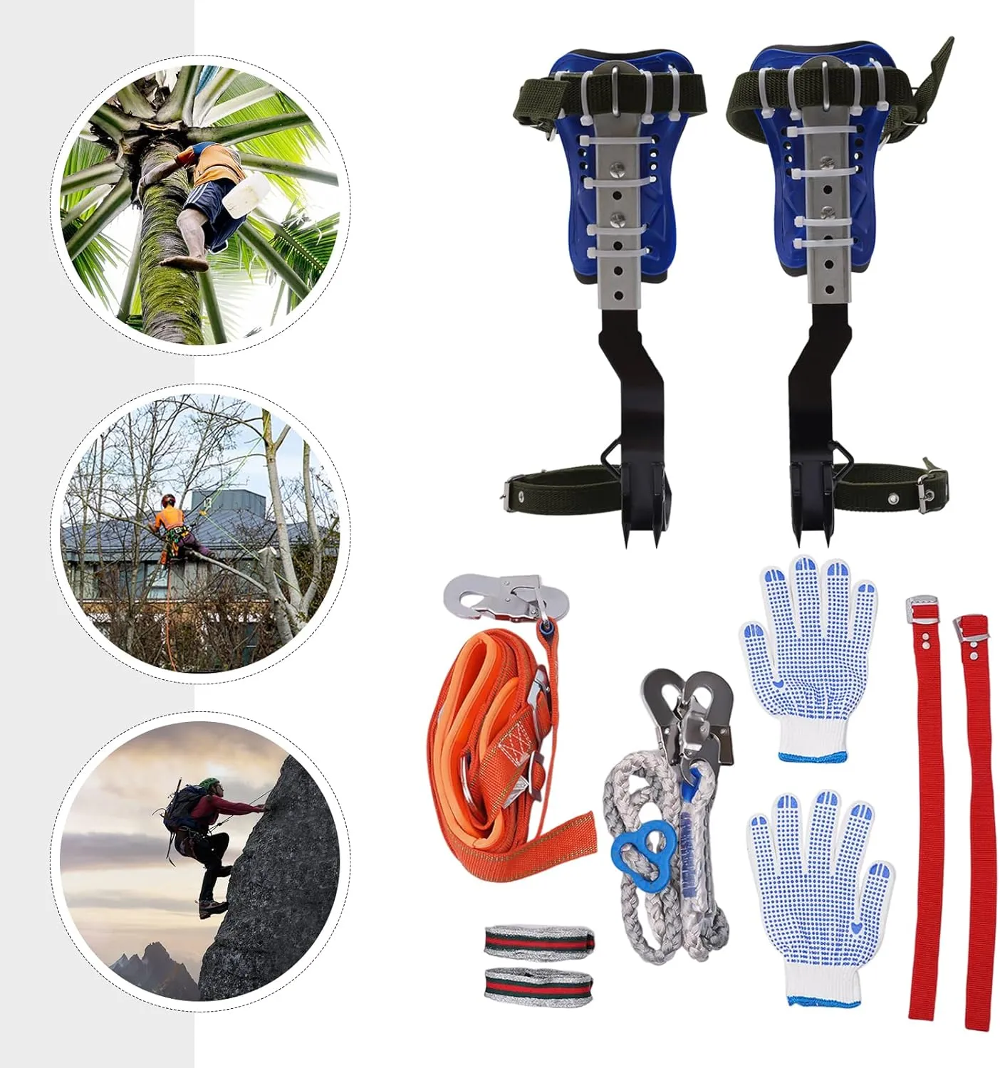 Tree Climbing Spikes Set, Tree Climbing Gear with Adjustable Climbing Belt and Rope, Tree Climbing Spikes for Tree Work, Tree Climbing Spike Set Tool for Fruit Picking Outdoor Activities