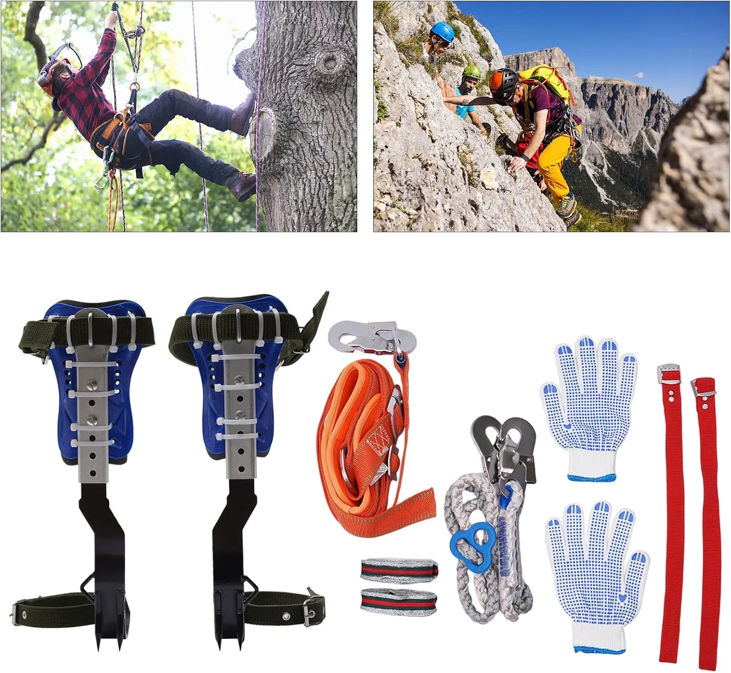 Tree Climbing Spikes Set, Tree Climbing Gear with Adjustable Climbing Belt and Rope, Tree Climbing Spikes for Tree Work, Tree Climbing Spike Set Tool for Fruit Picking Outdoor Activities