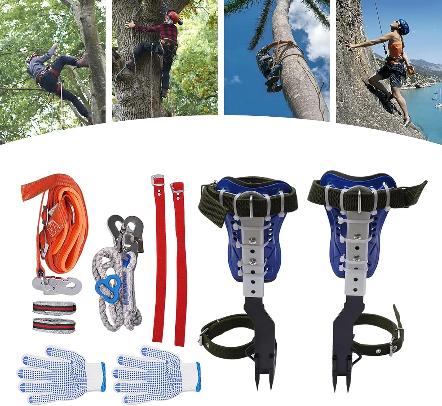 Tree Climbing Spikes Set, Tree Climbing Gear with Adjustable Climbing Belt and Rope, Tree Climbing Spikes for Tree Work, Tree Climbing Spike Set Tool for Fruit Picking Outdoor Activities