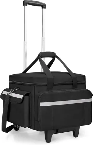 Trunab Medical Bag on Wheels with Detachable Trolley, Rolling Nurse Tote with Removable Dividers, First Responder Bag Empty with Adjustable Shoulder Strap for Nurse, Doctor, Black