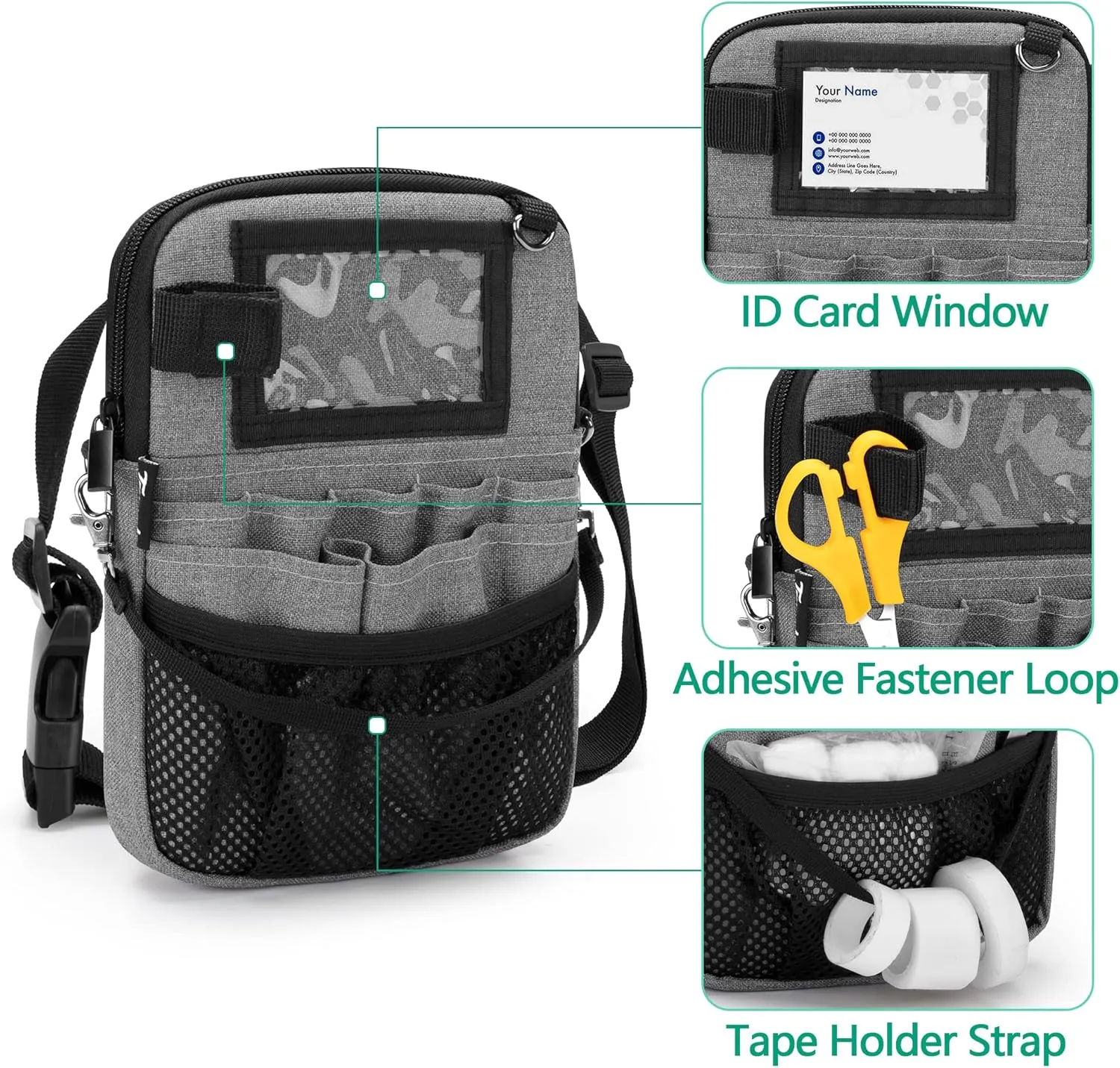 Trunab Nurse Fanny Pack with Tape Holder and Medical Gear Pockets, Utility Nurse Waist Storage Bag, with Adjustable Waist Strap, Nurse Belt Organizer Pouch for Stethoscopes, Scissors
