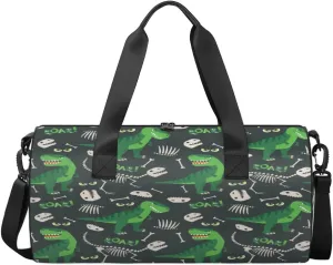 Tyrannosaurus Roar Travel Duffel Bag Dinosaurs Bones Sports Gym Bag Men Women Sports Travel Luggage Bag 17.6”×9”×9 “ Duffel Bag Weekend Overnight Gym Bag Nvenient For Carrying