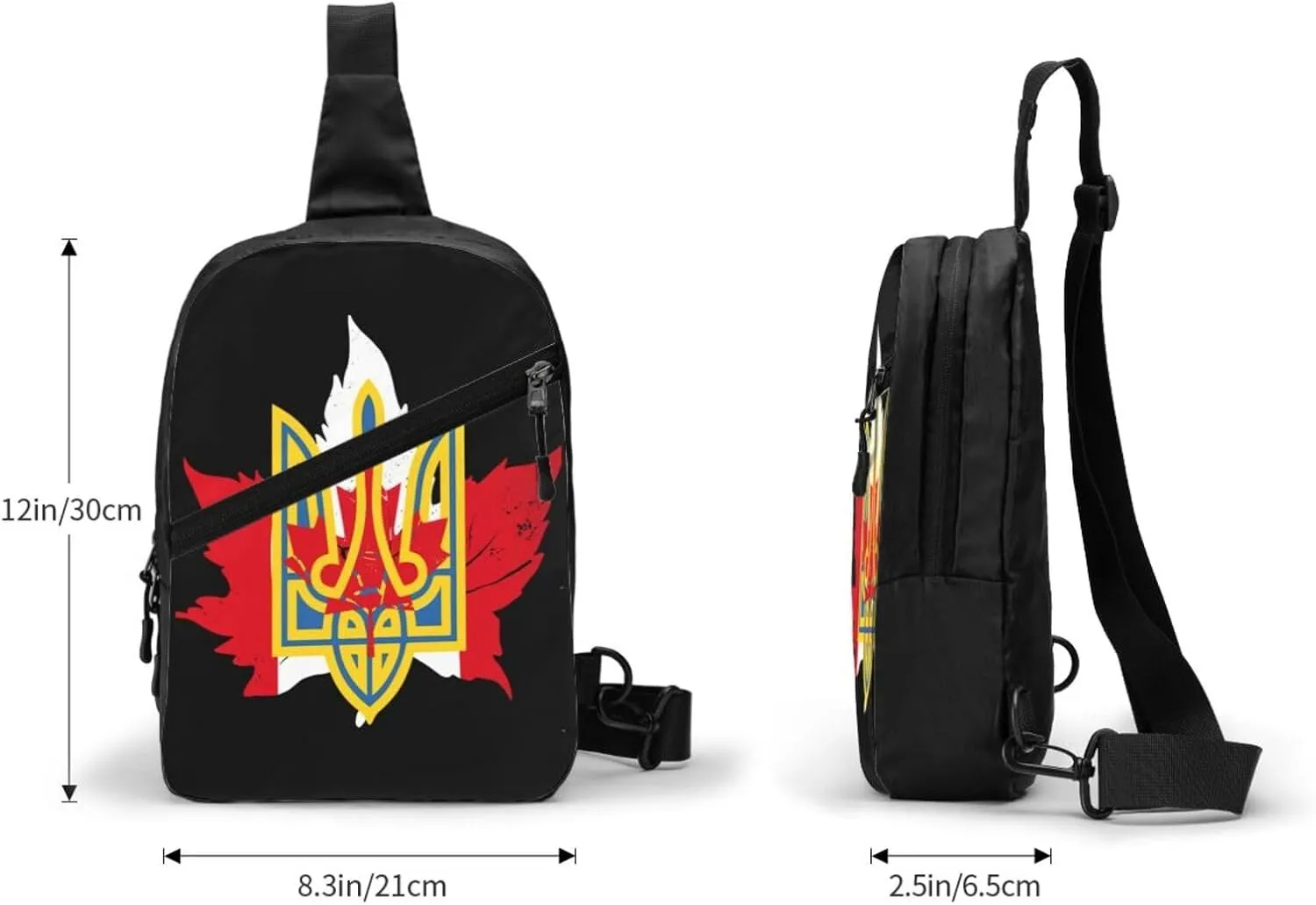 Ukrainian Canadians Flag Portable Crossbody Bag Foldable Sling Bags Sports Gym Chest Daypack Reusable Shoulder Backpack Casual Diagonally Rucksack Fanny Packs