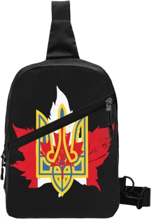 Ukrainian Canadians Flag Portable Crossbody Bag Foldable Sling Bags Sports Gym Chest Daypack Reusable Shoulder Backpack Casual Diagonally Rucksack Fanny Packs