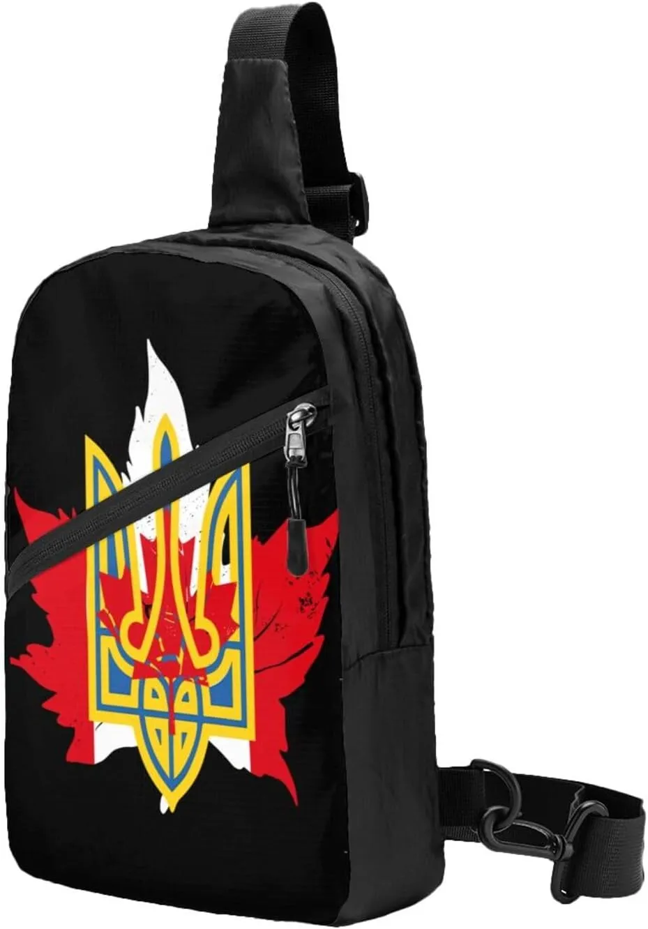 Ukrainian Canadians Flag Portable Crossbody Bag Foldable Sling Bags Sports Gym Chest Daypack Reusable Shoulder Backpack Casual Diagonally Rucksack Fanny Packs