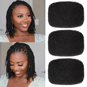 Unionbeauty 3 Packs Afro Kinkys Bulk Human Hair for Dreadlock Extensions 8 Inch 100% Afro Kinky Braiding Human Hair for Micro Locs Kinky Curly Bundles Can Dye and Bleach 1B#