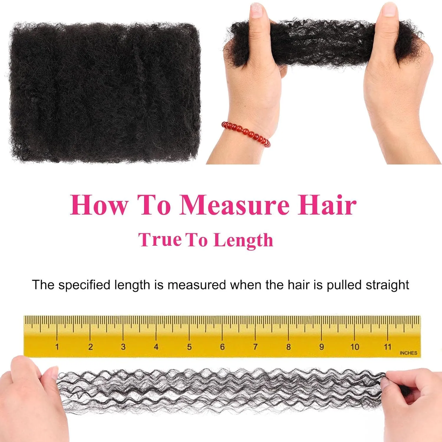 Unionbeauty 3 Packs Afro Kinkys Bulk Human Hair for Dreadlock Extensions 8 Inch 100% Afro Kinky Braiding Human Hair for Micro Locs Kinky Curly Bundles Can Dye and Bleach 1B#