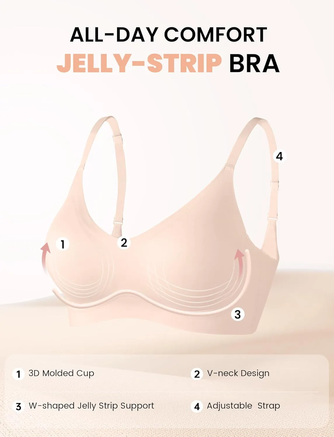 Vertvie Wireless Bras for Women Full Coverage Supportive Seamless Bralettes No Underwire Push Up Comfort Soft T-Shirt Bra