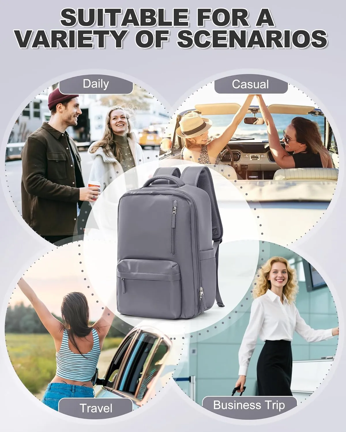 VGCUB Large Travel Backpack with Vacuum System Carry on Storage Compression Personal Item Bags with Electric Pump Work Business Vacpack College Airback lightweight Backpack for Women Men Grey