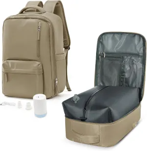 VGCUB Large Travel Backpack with Vacuum System Carry on Storage Compression Personal Item Bags with Electric Pump Work Business Vacpack College Airback lightweight Backpack for Women Men Khaki