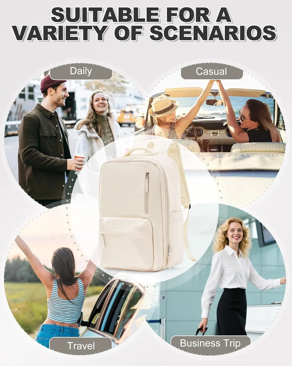 VGCUB Small Travel Backpack with Vacuum System Carry on Storage Compression Personal Item Bags with Electric Pump Work Business Vacpack College Airback lightweight Backpack for Women Men Beige