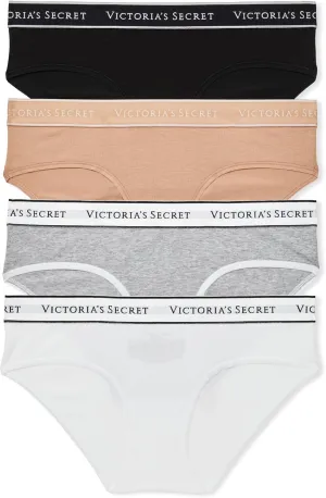 Victoria's Secret Women's Cotton Logo Hipster Underwear, Moderate Coverage Panties for Women, Multi Pack (XS-XXL)