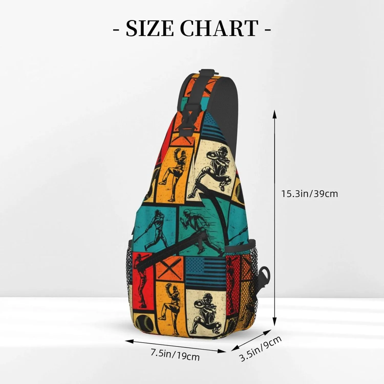 Vintage Baseball Bat Player Chest Bags Crossbody Sling Bag Shoulder Bag Travel Hiking Daypack For Men Women