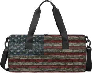 Vintage Stars Stripes Travel Duffel Bag July 4th Independence Day Sports Gym Bag Men Women Sports Travel Luggage Bag 17.6”×9”×9 “ Duffel Bag Weekend Overnight Gym Bag Nvenient For Carrying