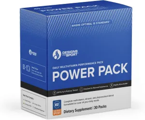 Vitamin Packs - NSF Certified for Sport Power Pack with Daily Multivitamin, Fish Oil Omega-3, Magnesium Glycinate & Vitamin D3   K - Professional Workout Supplements (30 Packets)