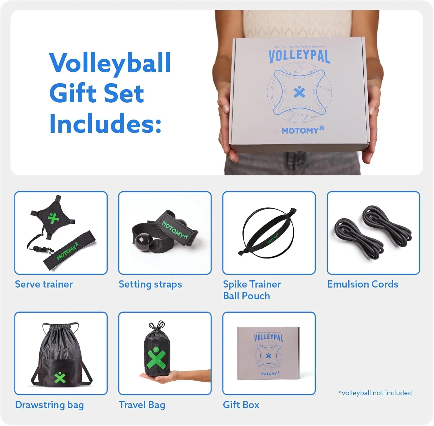 Volleyball Training Equipment Aid 'Volleypal' – Solo Volleyball Equipment for Practicing Serve, Spike, Set & Pass; Volleyball Practice Equipment Gift for Beginners & Experts