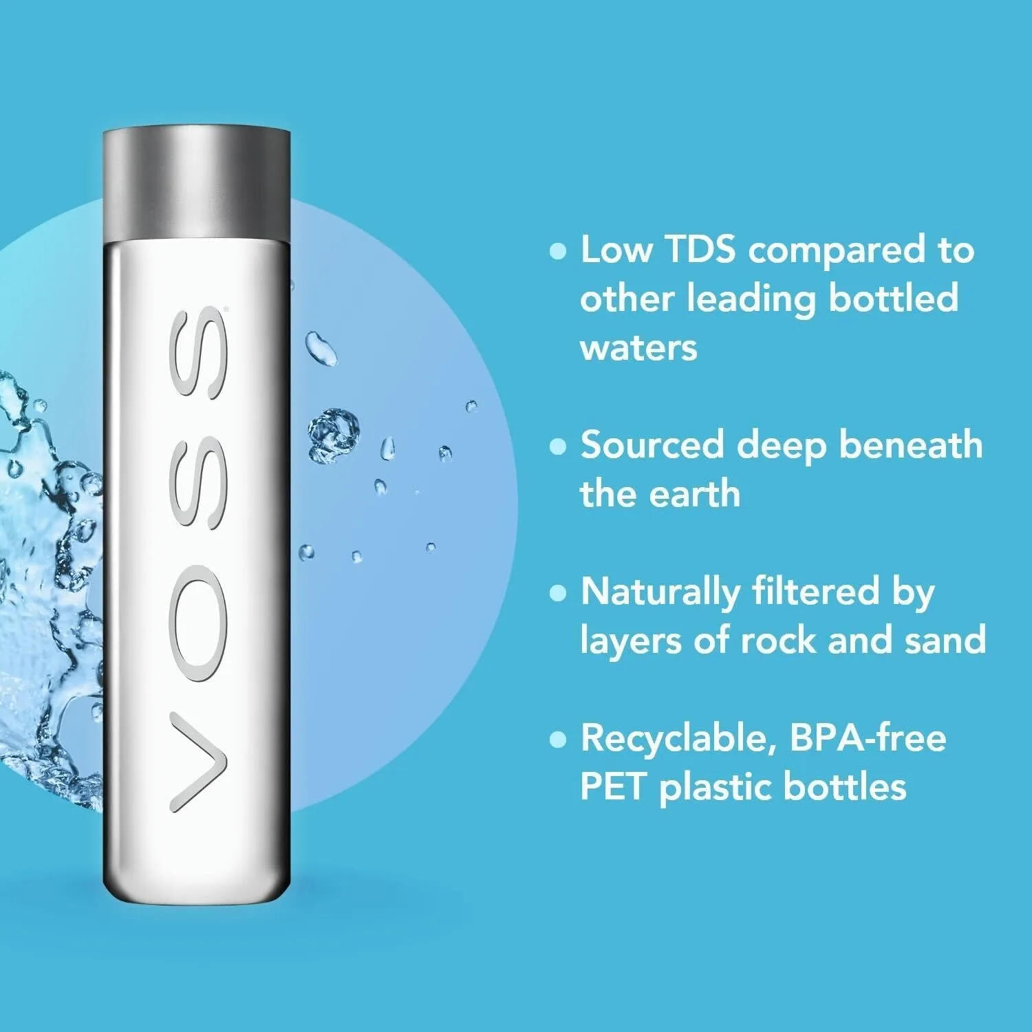 VOSS Water Artesian Still Water, 500 ml Plastic Bottles, 405.6 Fl.Oz (Pack of 24)