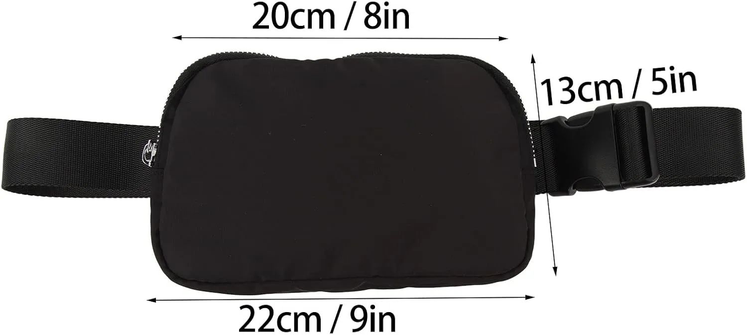 Waist Belt Bag, Large Capacity Sports Waist Belt Pouch, Adjusting Strap Belt Pouch for Workout Running Traveling Hiking (Black)