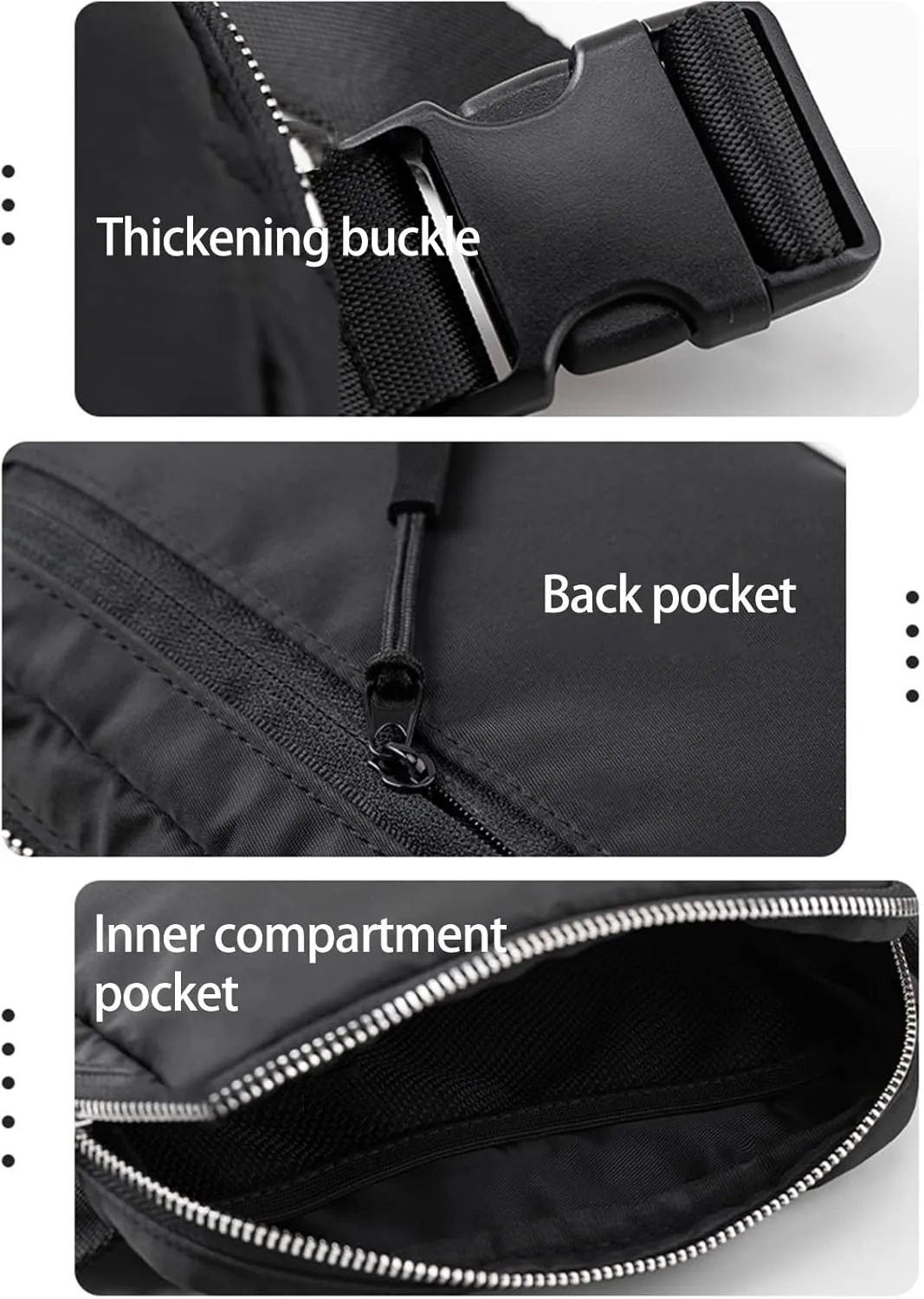 Waist Belt Bag, Large Capacity Sports Waist Belt Pouch, Adjusting Strap Belt Pouch for Workout Running Traveling Hiking (Black)