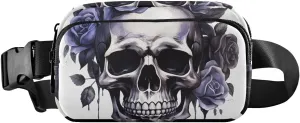 Waist Pack Bag Cartoon Human Skeleton with Purple Garland Outdoor Fanny Pack Crossbody Bum Bags
