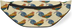 Watercolor Roosters Fanny Pack for Women Men Waist Pack Crossbody Bag with Adjustable Belt for Travel Hiking Running Cycling Festivals