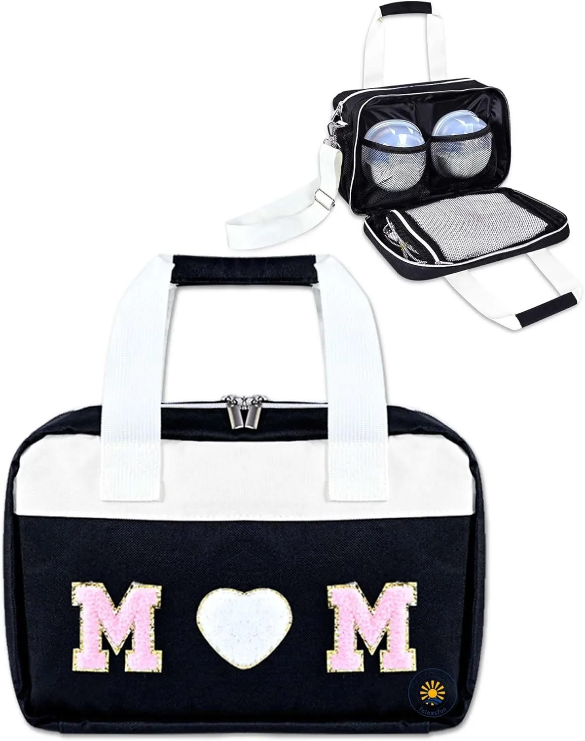 Wearable Breast Pump Bag, Pump Cooler Bag with Shoulder Strap for Work, Travel, Chenille Letter Carrying Case for Elvie Pumps and Medela Pump