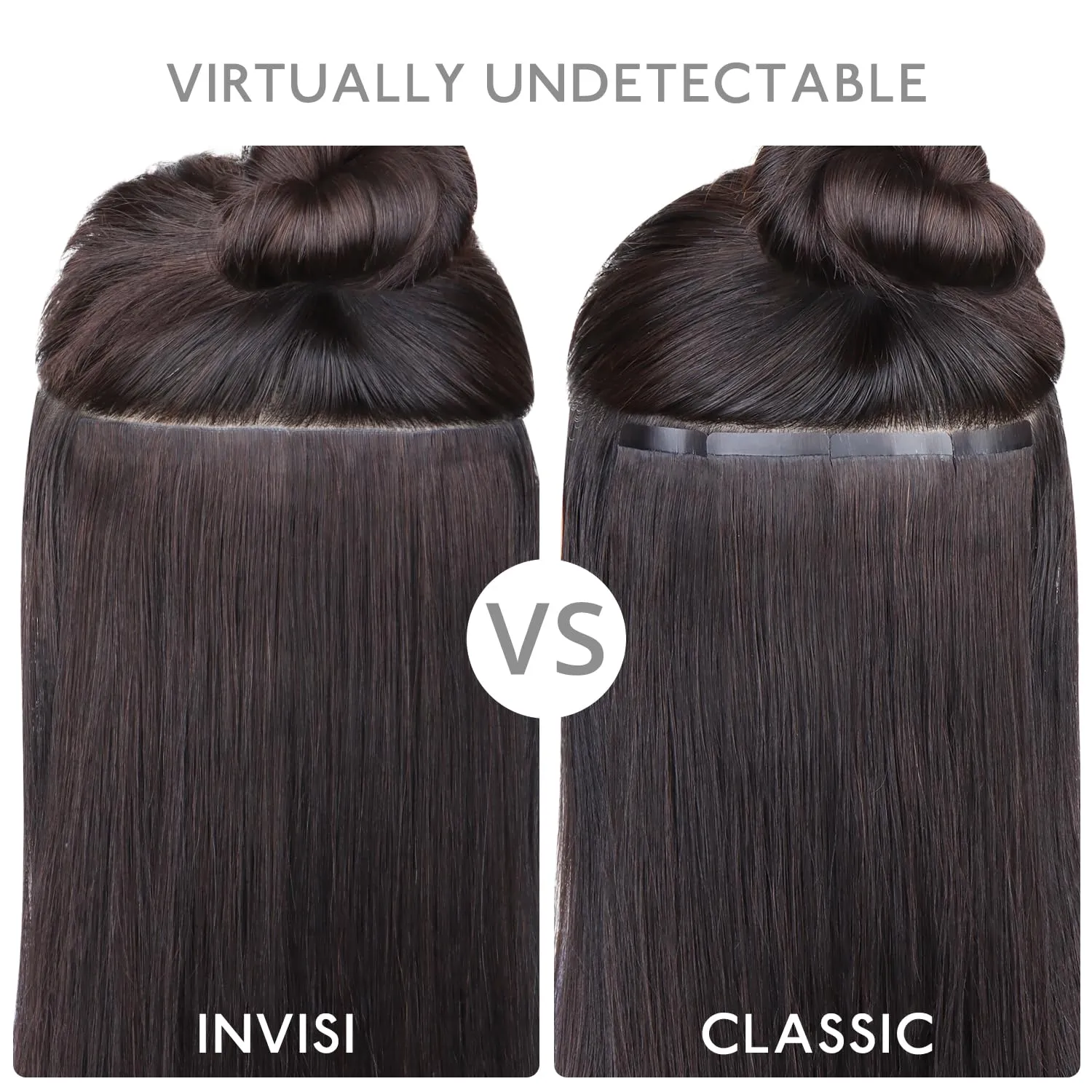 WENNALIFE Invisi Edge Tape in Hair Extensions Human Hair, 14 Inch 50g 20pcs Balayage Dark Brown Mixed Chestnut Brown Invisible Luxury Remy Hair Extensions Natural Seamless Injected Tape Ins Straight