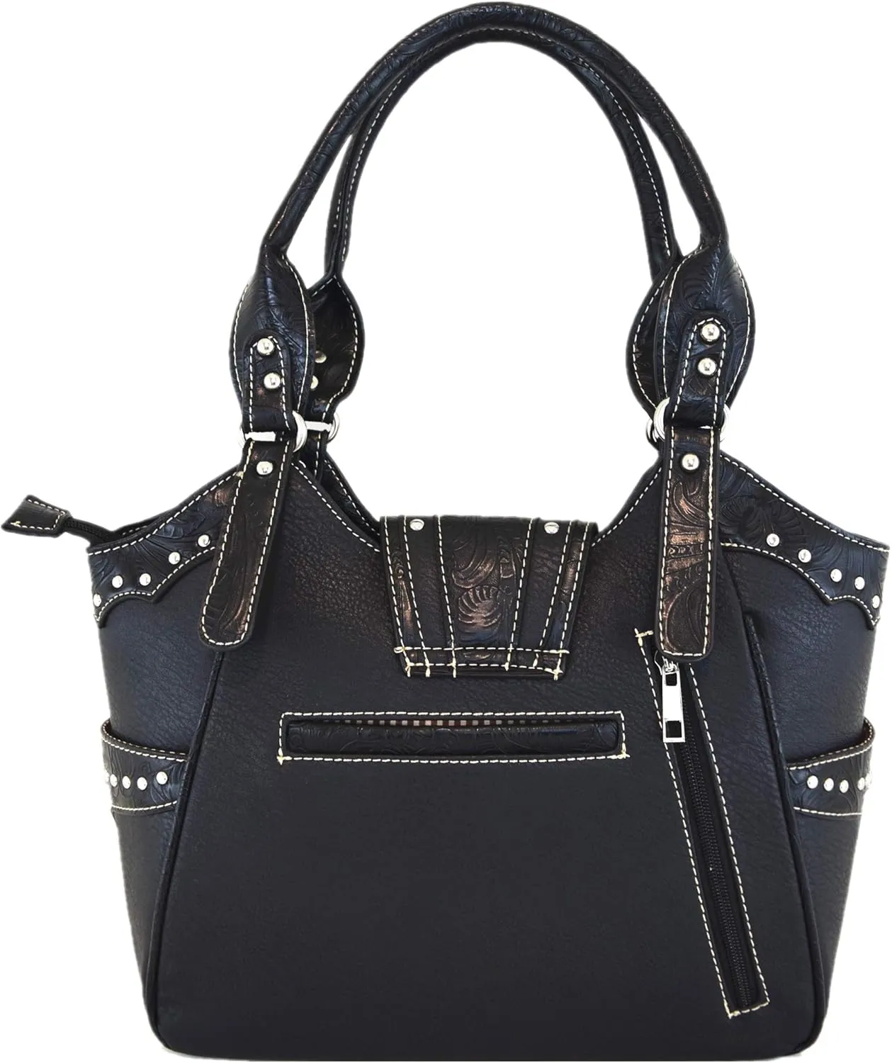 Western Style Tooled Leather Buckle Concealed Carry Purse Country Handbag Women Shoulder Bag Wallet Set