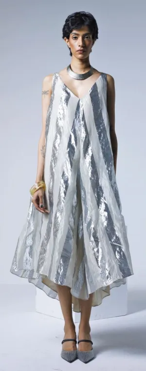 White and silver goa dress