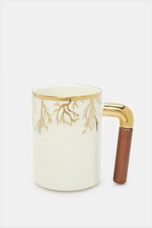 White Embellished Electroplating Mug (13 Oz)