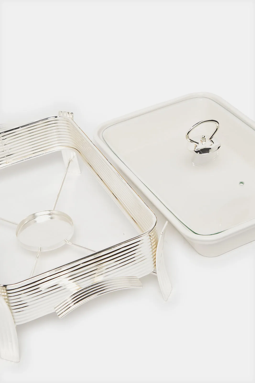 White Rectangle Food warmer With Stand