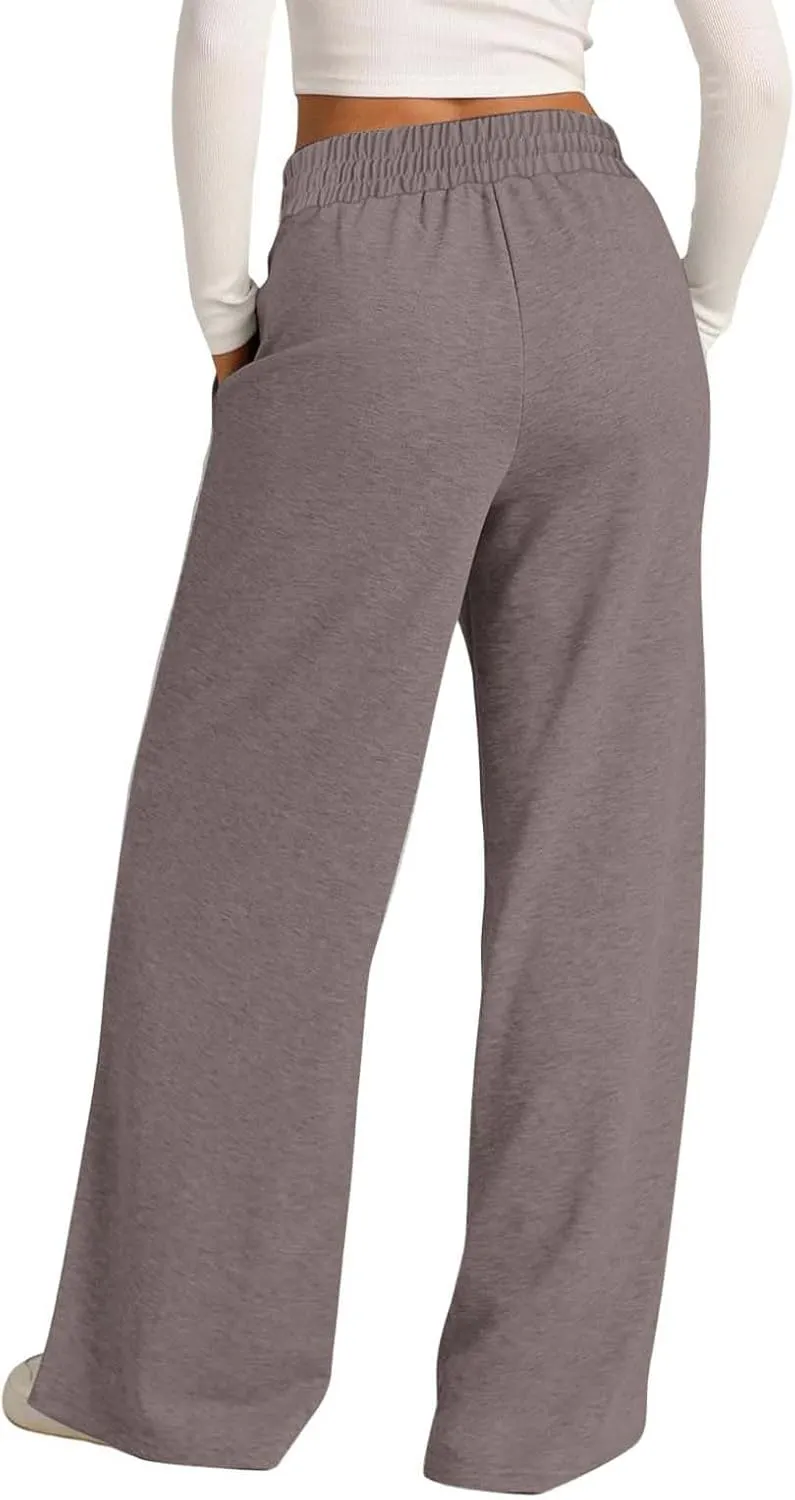 Wide Leg Sweatpants Women High Waisted Baggy Sweat Pants Elastic Drawstring Loose Running Lounge Pants with Pockets