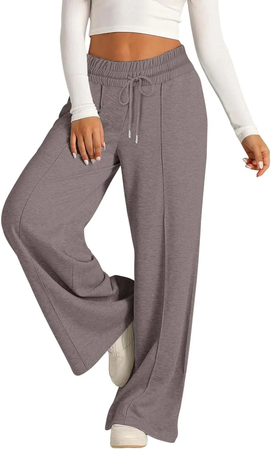 Wide Leg Sweatpants Women High Waisted Baggy Sweat Pants Elastic Drawstring Loose Running Lounge Pants with Pockets