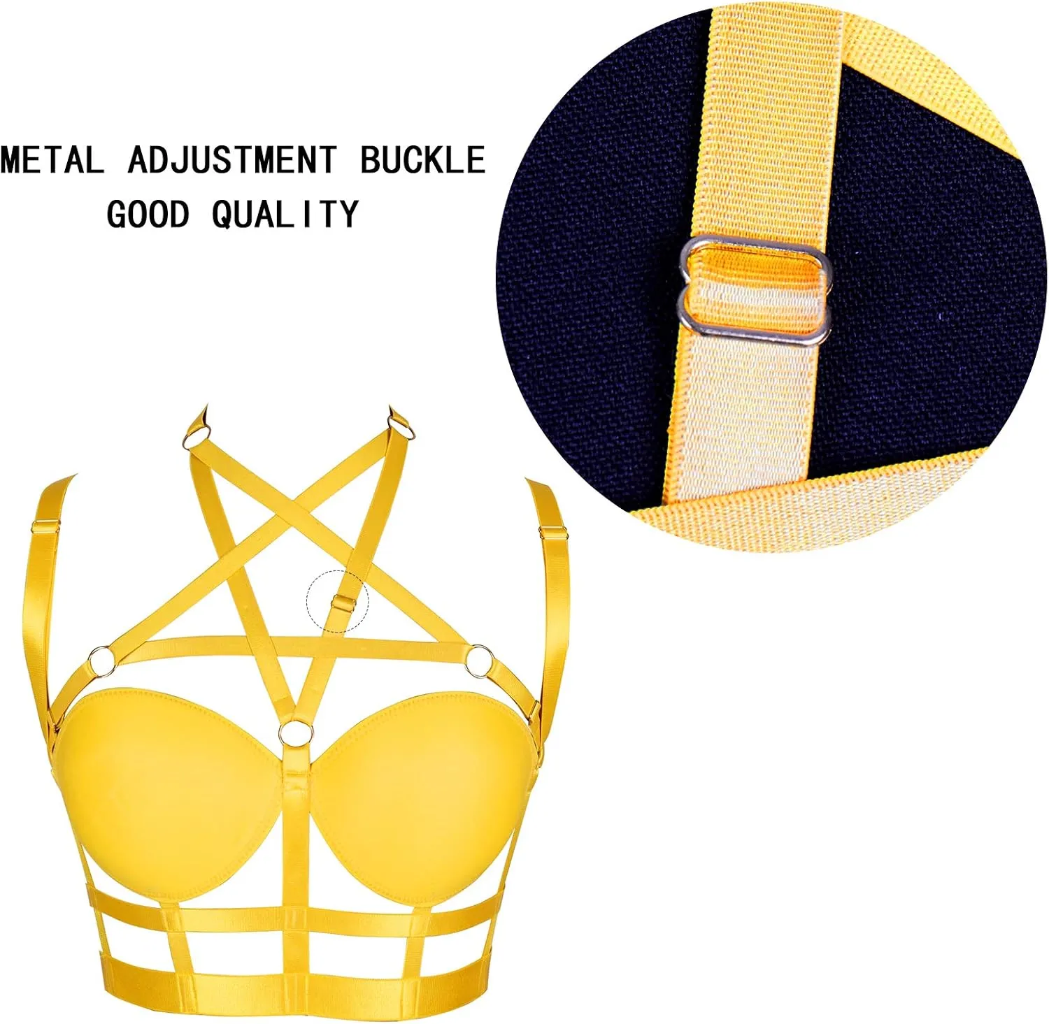 Woman's Body Harness Bra Lingerie cage Punk Goth Plus Size Festival Rave Pentagram Chest Strap Belt