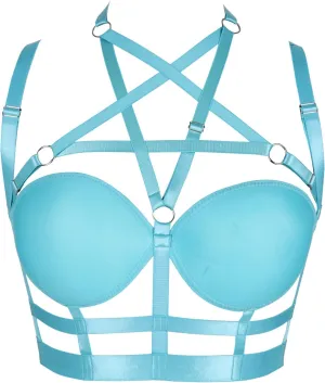 Woman's Body Harness Bra Lingerie cage Punk Goth Plus Size Festival Rave Pentagram Chest Strap Belt