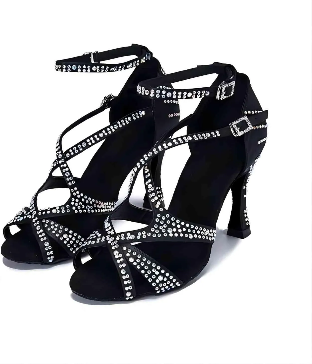 Women Ballroom Dance Shoes Diamond-Studded Latin SandalsPractice Performance Shoes