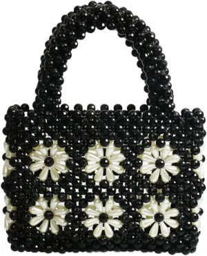 Women Beaded Handbags Elegant Handmade Weave Purse Crystal Pearl String Tote Bags for Banquet Wedding Cocktail