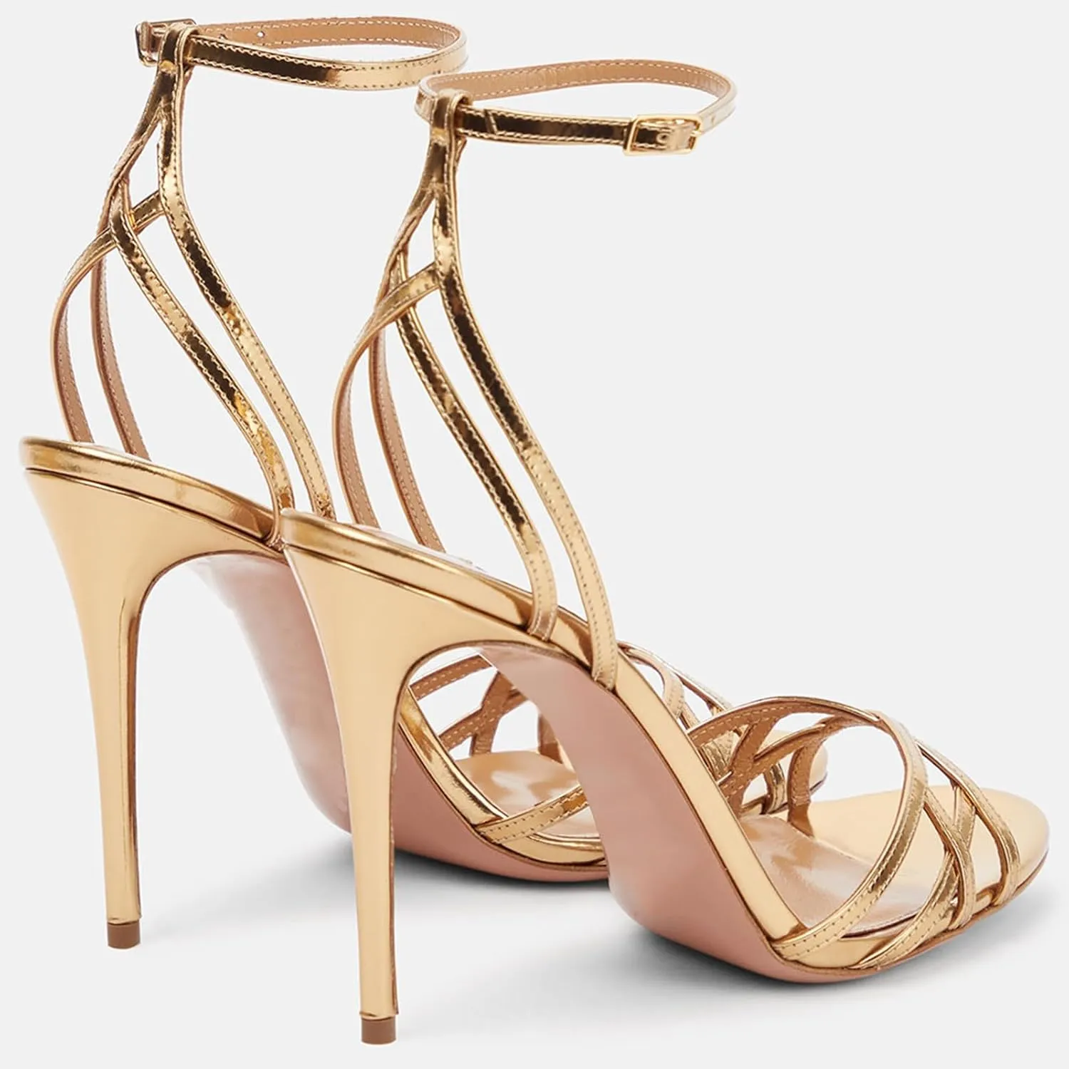 Women Evening Shoes Gold Open Toe High Heels Stiletto Heeled Sandals Sexy Dressy Shoes