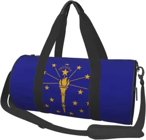 Women Men Indiana Flag Round Duffel Weekender Bag Travel Bag