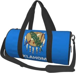 Women Men Oklahoma Flag Round Duffel Weekender Bag Travel Bag