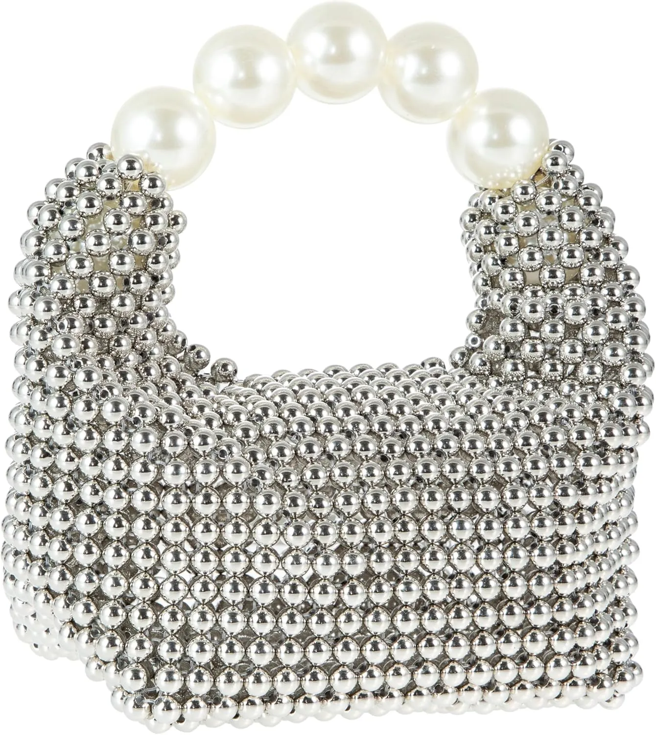 Women Pearl Beaded Clutch Handle Bag Evening HandBag for Wedding Party