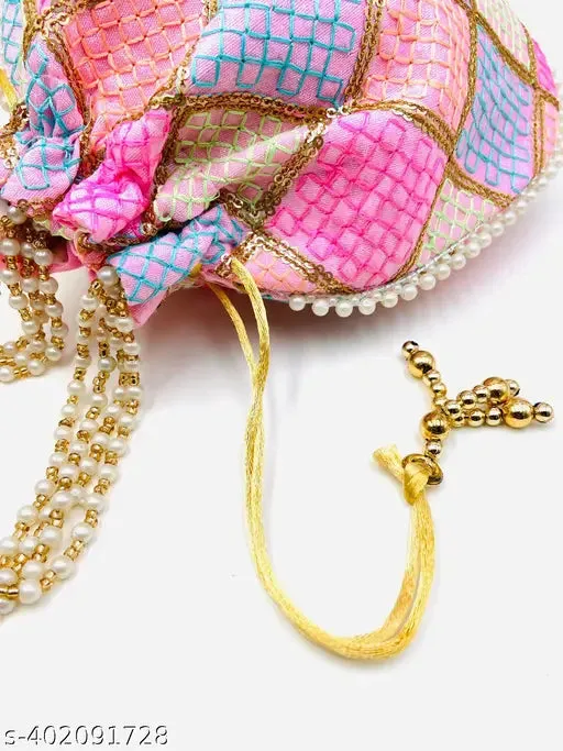 Women Potli Bags, Designer Hand Embroidered Meesho Potli Bags for wedding festivals party gift purpose