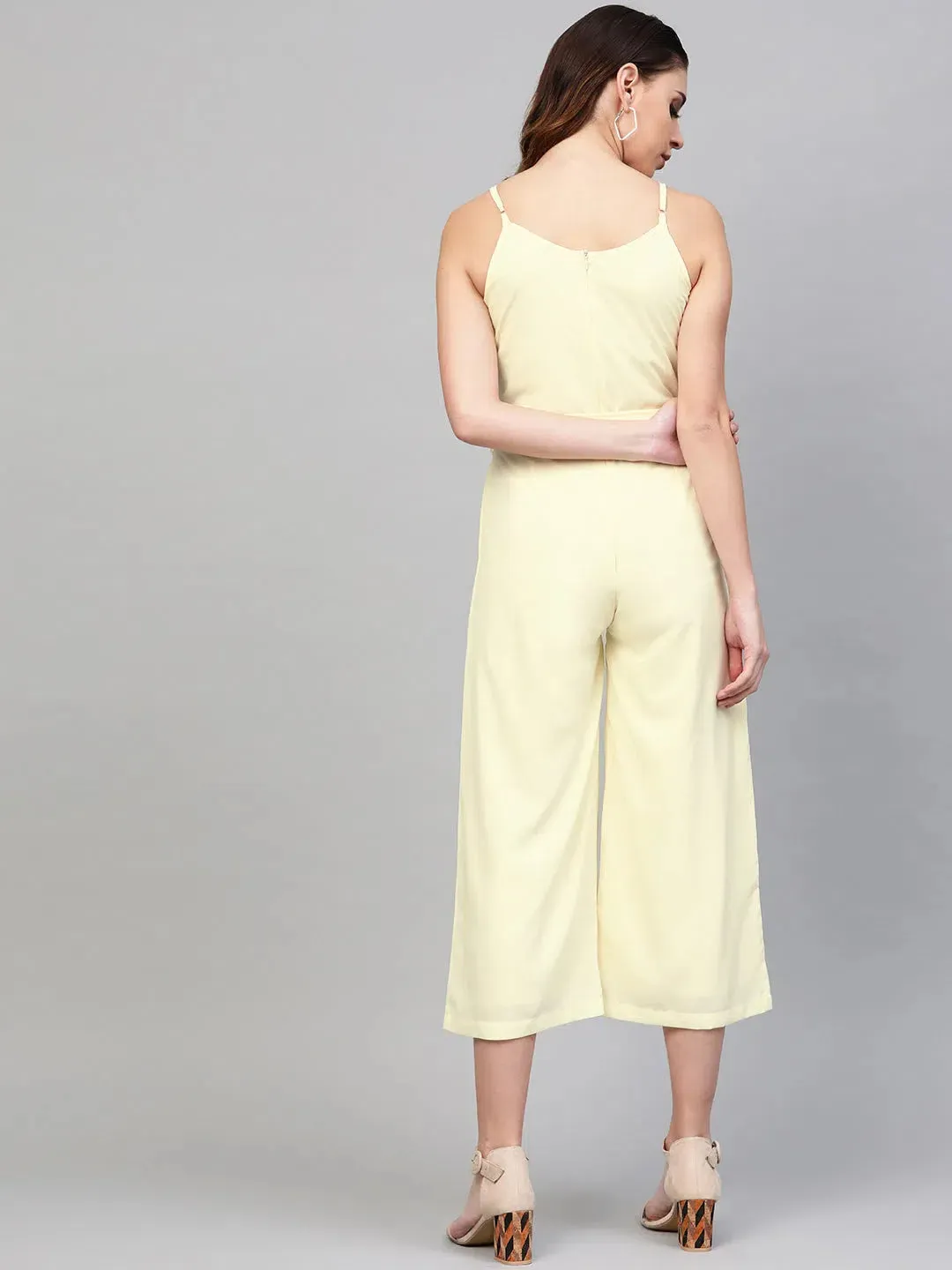 Women Solid Off White Jumpsuits & Sets