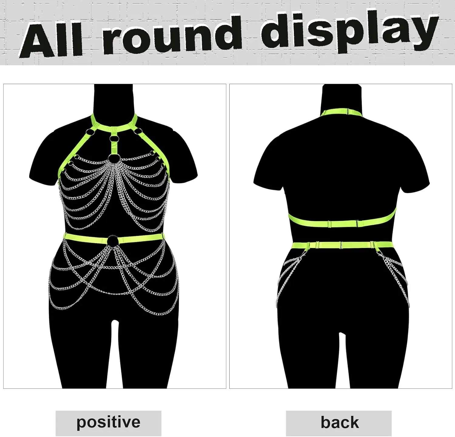 Women's Body Harness Bra Lingerie Plus Size Hollow Cage Metal Chain Bra Garter Set Carnival Punk Gothic Dance Costume